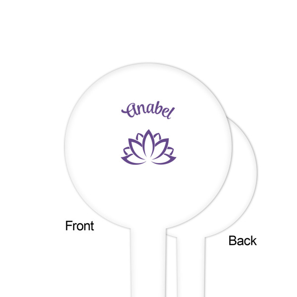 Lotus Flower White Plastic 4" Food Pick - Round - Single Sided - Front & Back