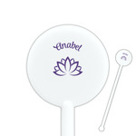 Lotus Flower 5.5" Round Plastic Stir Sticks - White - Double Sided (Personalized)