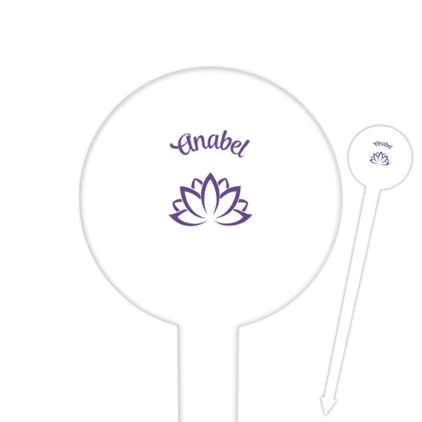 Custom Lotus Flower Round Plastic Food Picks (Personalized)