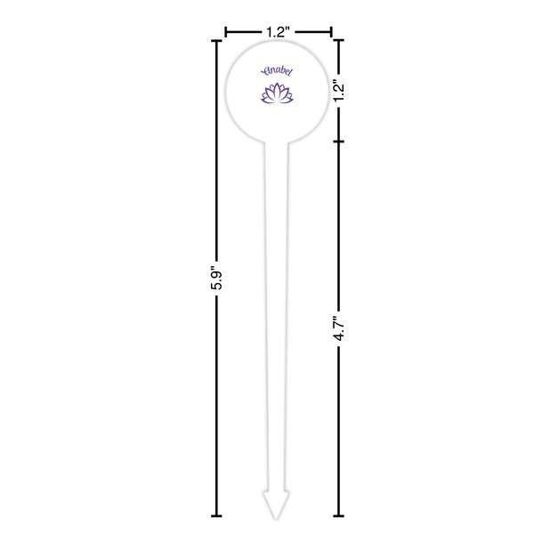 Lotus Flower White Plastic 6" Food Pick - Round - Dimensions