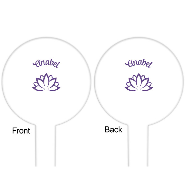 Lotus Flower White Plastic 6" Food Pick - Round - Double Sided - Front & Back