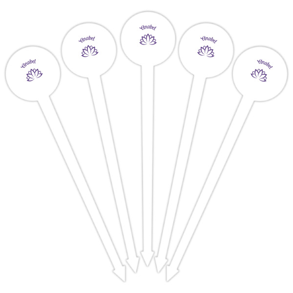 Lotus Flower White Plastic 6" Food Pick - Round - Fan View