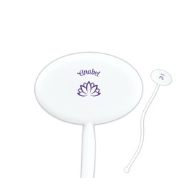 Lotus Flower 7" Oval Plastic Stir Sticks - White - Single Sided (Personalized)