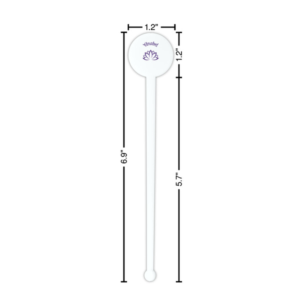 Lotus Flower White Plastic 7" Stir Stick - Round - Dimensions