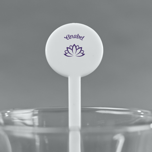 Lotus Flower White Plastic 7" Stir Stick - Round - Main