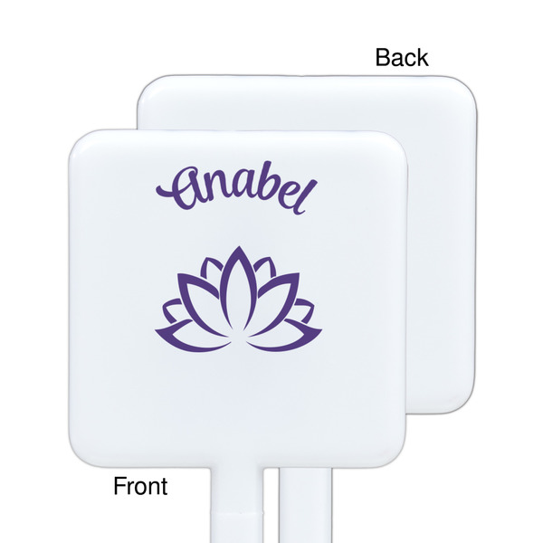 Lotus Flower White Plastic Stir Stick - Single Sided - Square - Approval