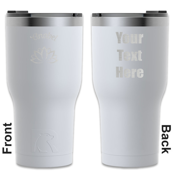 Custom Lotus Flower RTIC Tumbler - White - Engraved Front & Back (Personalized)