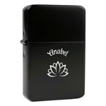 Lotus Flower Windproof Lighter - Black - Double Sided & Lid Engraved (Personalized)