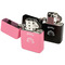 Lotus Flower Windproof Lighters - Black & Pink - Open