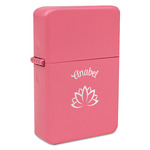 Lotus Flower Windproof Lighter - Pink - Single Sided & Lid Engraved (Personalized)