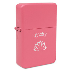 Lotus Flower Windproof Lighter - Pink - Single Sided & Lid Engraved (Personalized)