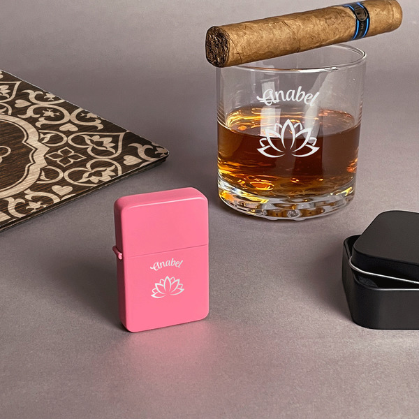 Lotus Flower Windproof Lighters - Pink - In Context