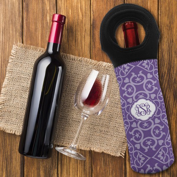 Lotus Flower Wine Tote Bag - FLATLAY