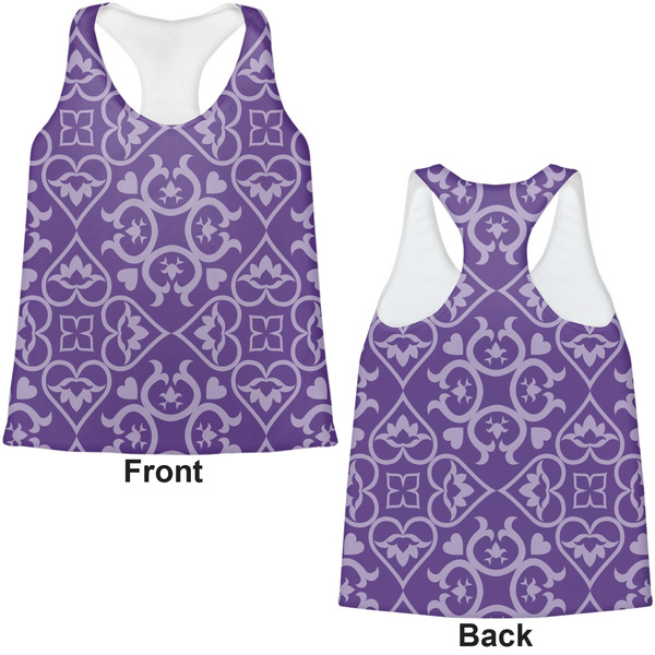 Lotus Flower Womens Racerback Tank Tops - Medium - Front and Back