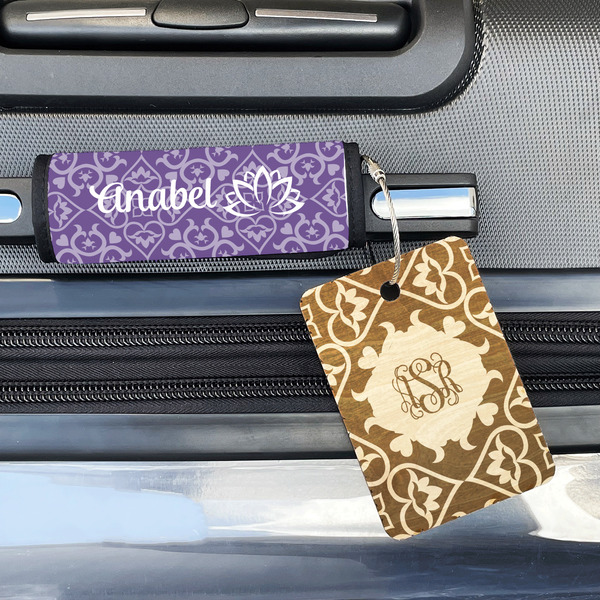 Lotus Flower Wood Luggage Tags - Rectangle - Lifestyle