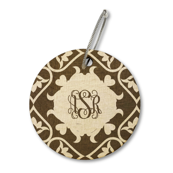 Custom Lotus Flower Wood Luggage Tag - Round (Personalized)