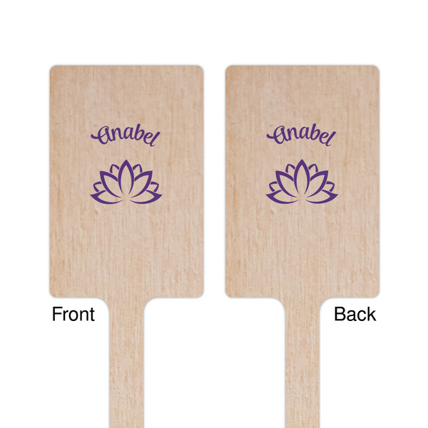 Lotus Flower Wooden 6.25" Stir Stick - Rectangular - Double Sided - Front & Back