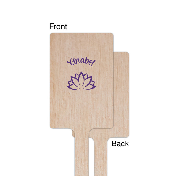 Lotus Flower Wooden 6.25" Stir Stick - Rectangular - Single - Front & Back