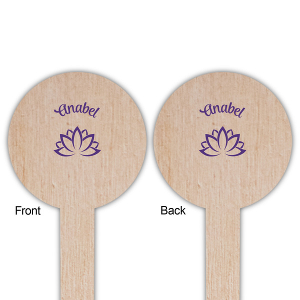 Lotus Flower Wooden 6" Food Pick - Round - Double Sided - Front & Back