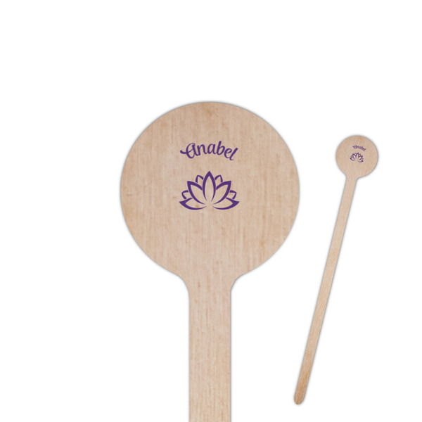 Custom Lotus Flower 6" Round Wooden Stir Sticks - Single Sided (Personalized)