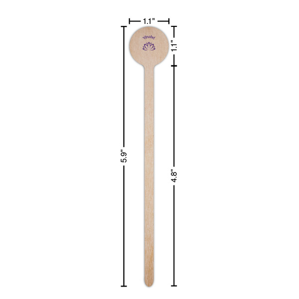 Lotus Flower Wooden 6" Stir Stick - Round - Dimensions