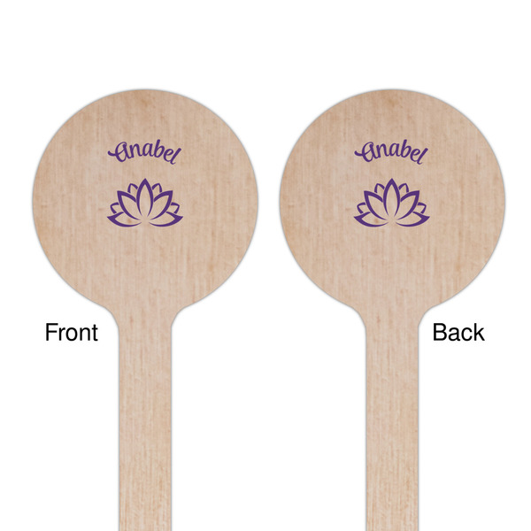 Lotus Flower Wooden 7.5" Stir Stick - Round - Double Sided - Front & Back