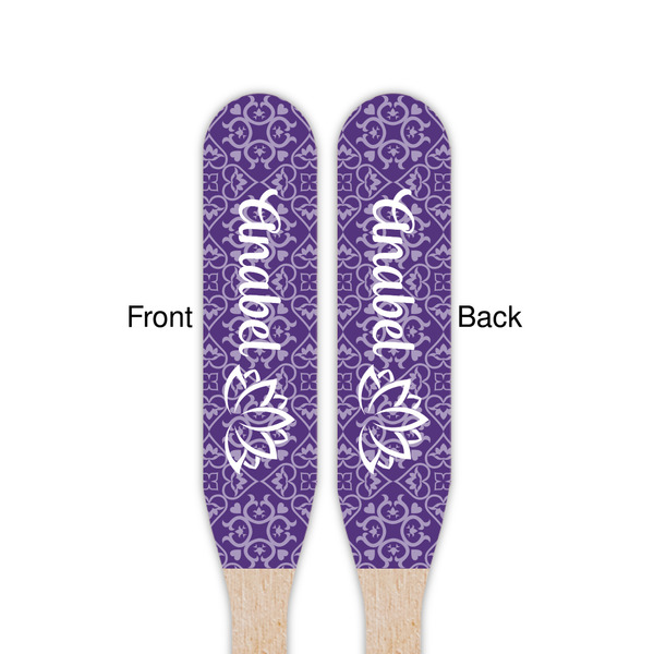 Lotus Flower Wooden Food Pick - Paddle - Double Sided - Front & Back