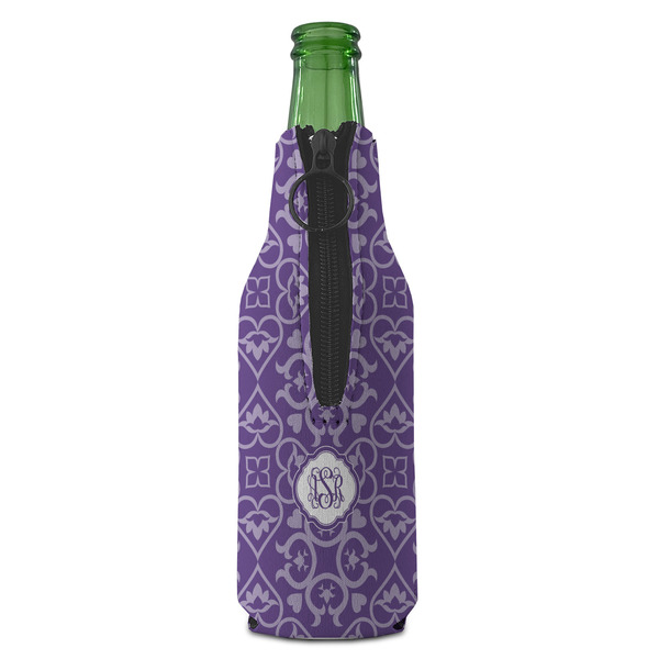 Lotus Flower Zipper Bottle Cooler - BACK (bottle)