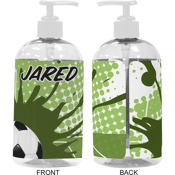 Soccer 16 oz Plastic Liquid Dispenser- Approval- White