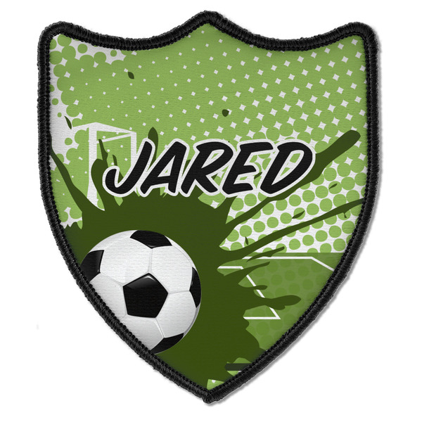 Custom Soccer Iron On Shield Patch B w/ Name or Text
