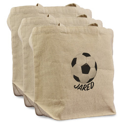 Soccer Reusable Cotton Grocery Bags - Set of 3 (Personalized)