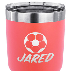 Soccer 30 oz Stainless Steel Tumbler - Coral - Double Sided (Personalized)