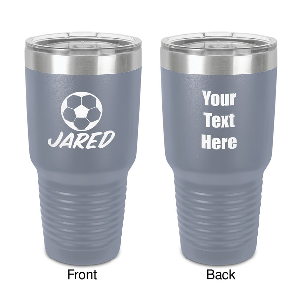 Custom Soccer 30 oz Stainless Steel Tumbler - Grey - Double-Sided (Personalized)