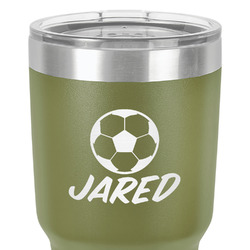 Soccer 30 oz Stainless Steel Tumbler - Olive - Single-Sided (Personalized)