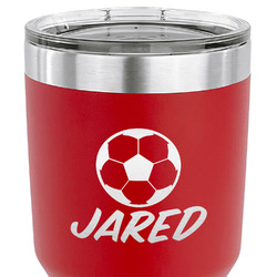 Soccer 30 oz Stainless Steel Tumbler - Red - Double Sided (Personalized)