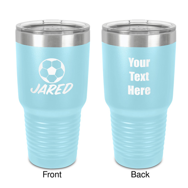 Custom Soccer 30 oz Stainless Steel Tumbler - Teal - Double-Sided (Personalized)