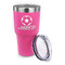 Soccer 30 oz Stainless Steel Ringneck Tumblers - Pink - LID OFF