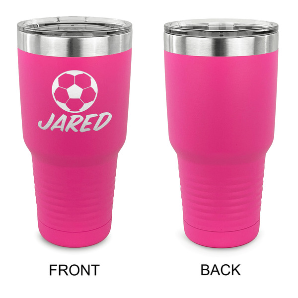 Soccer 30 oz Stainless Steel Ringneck Tumblers - Pink - Single Sided - APPROVAL