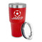 Soccer 30 oz Stainless Steel Ringneck Tumblers - Red - LID OFF