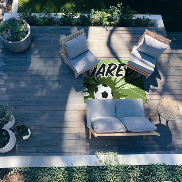 Soccer 4'x6' Patio Rug - In context