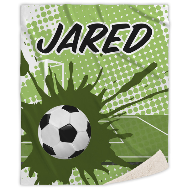 Custom Soccer Sherpa Throw Blanket (Personalized)