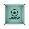 Soccer 6" x 6" Teal Leatherette Snap Up Tray - FOLDED UP