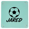 Soccer 9" x 9" Teal Leatherette Snap Up Tray - APPROVAL