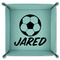 Soccer 9" x 9" Teal Leatherette Snap Up Tray - FOLDED