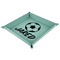 Soccer 9" x 9" Teal Leatherette Snap Up Tray - MAIN