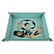 Soccer 9" x 9" Teal Leatherette Snap Up Tray - STYLED