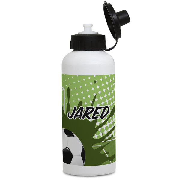 Custom Soccer Water Bottles - Aluminum - 20 oz - White (Personalized)
