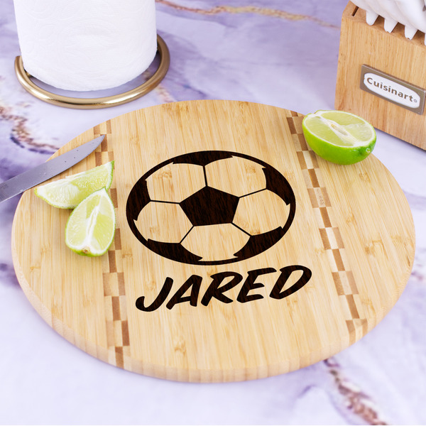 Soccer Bamboo Cutting Board - In Context