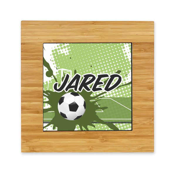 Custom Soccer Bamboo Trivet with Ceramic Tile Insert (Personalized)