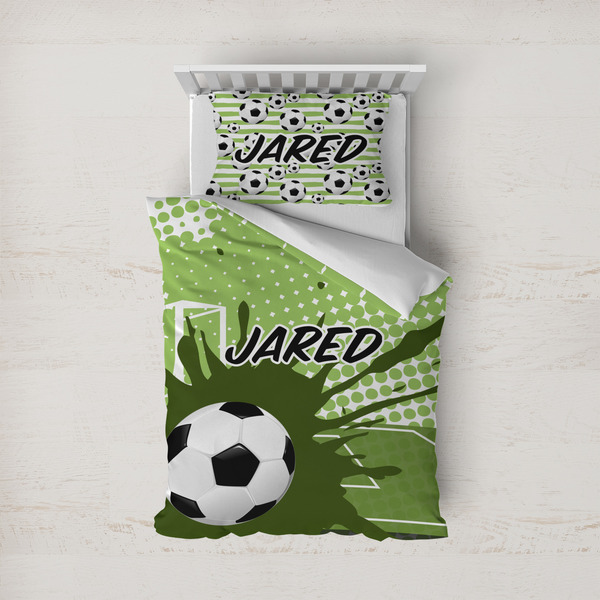 Custom Soccer Duvet Cover Set - Twin (Personalized)